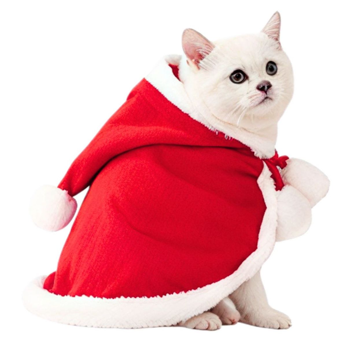 GENERICO - CAPA con Capucha y Lazo ajustable para Navidad para Mascotas Talla S