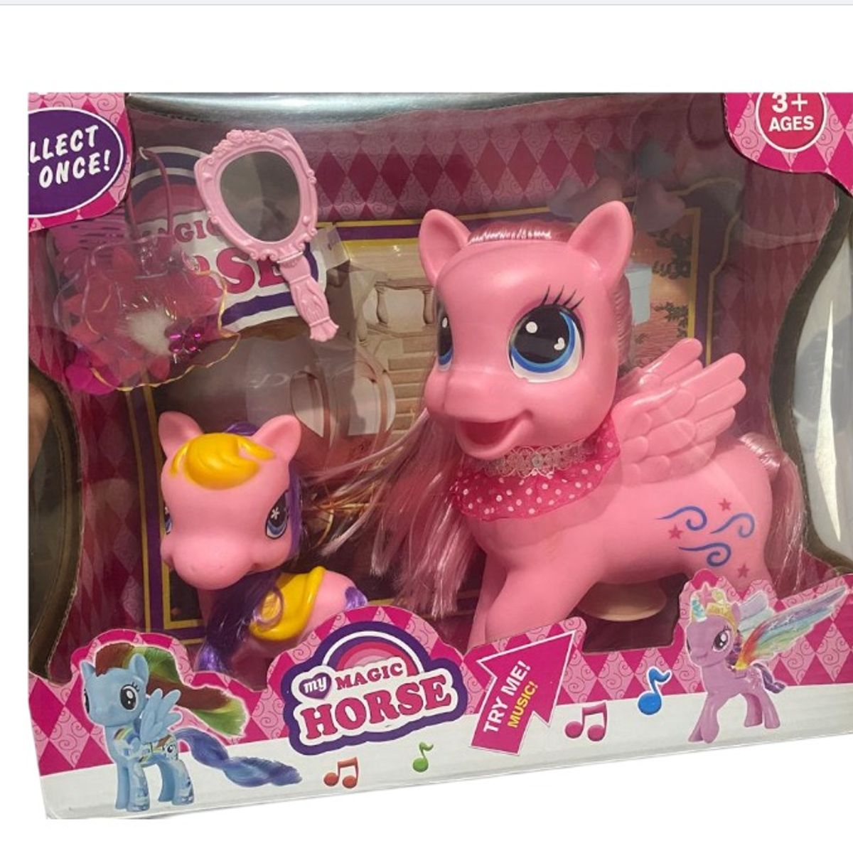 OEM - Pony De Juguete Para Niñas Regalo Color Rosa Y Accesorios