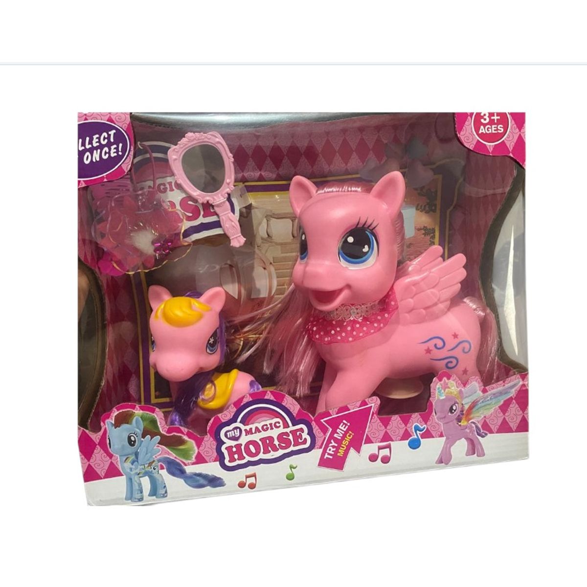 OEM - Pony De Juguete Para Niñas Regalo Color Rosa Y Accesorios