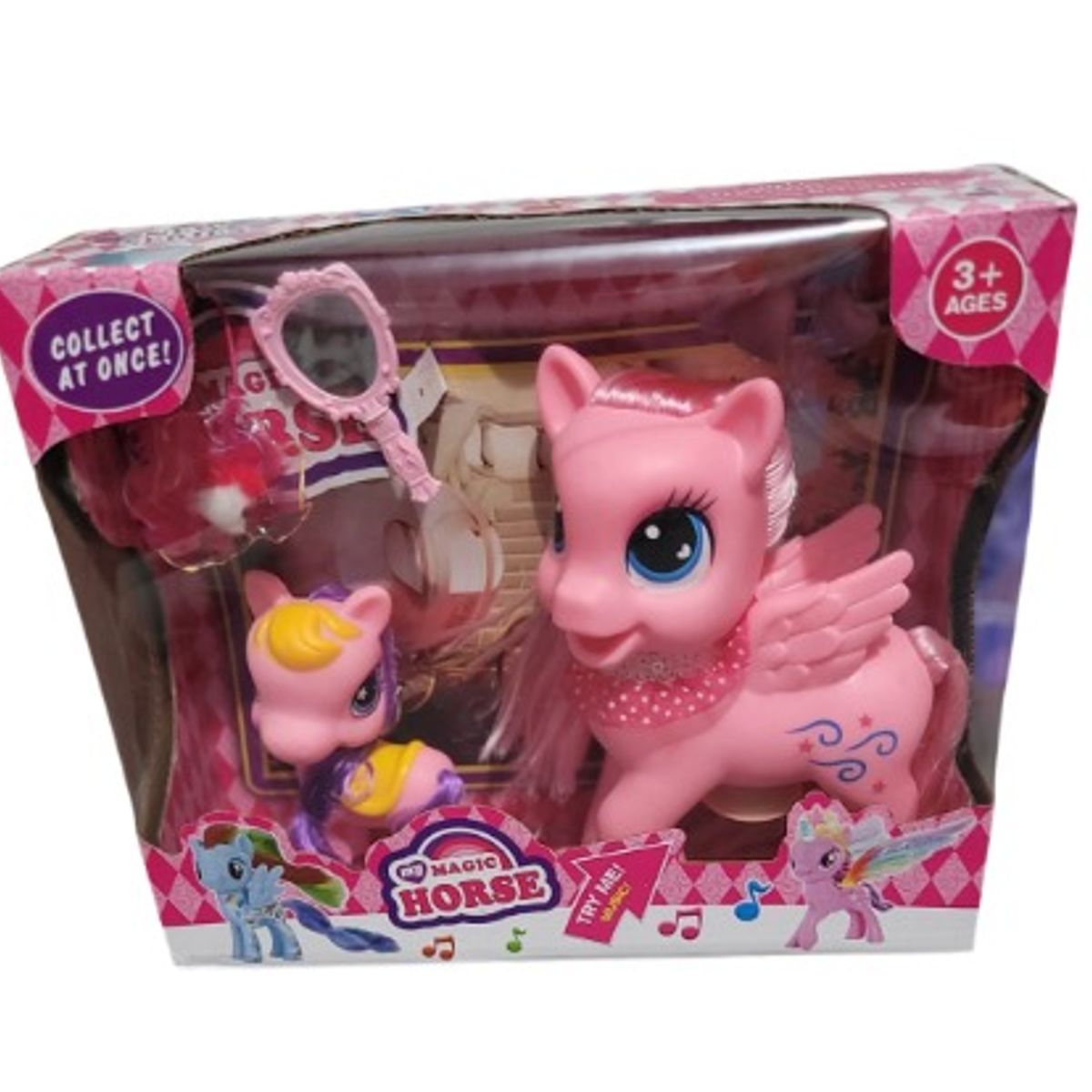 OEM - Pony De Juguete Para Niñas Regalo Color Rosa Y Accesorios