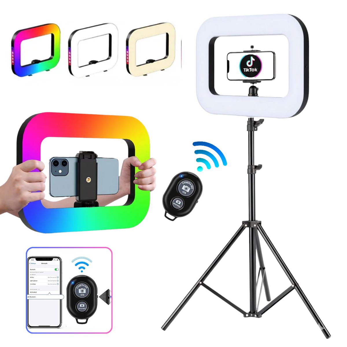 SEISA - Aro Luz LED RGB Recargable Iluminacion Camara Celular para Grabar Videos Fotos