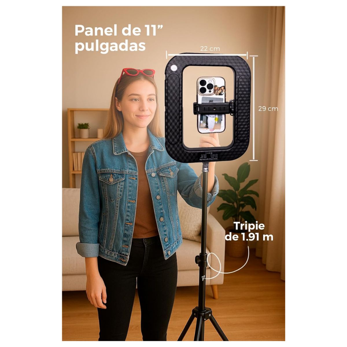 SEISA - Aro Luz LED RGB Recargable Iluminacion Camara Celular para Grabar Videos Fotos