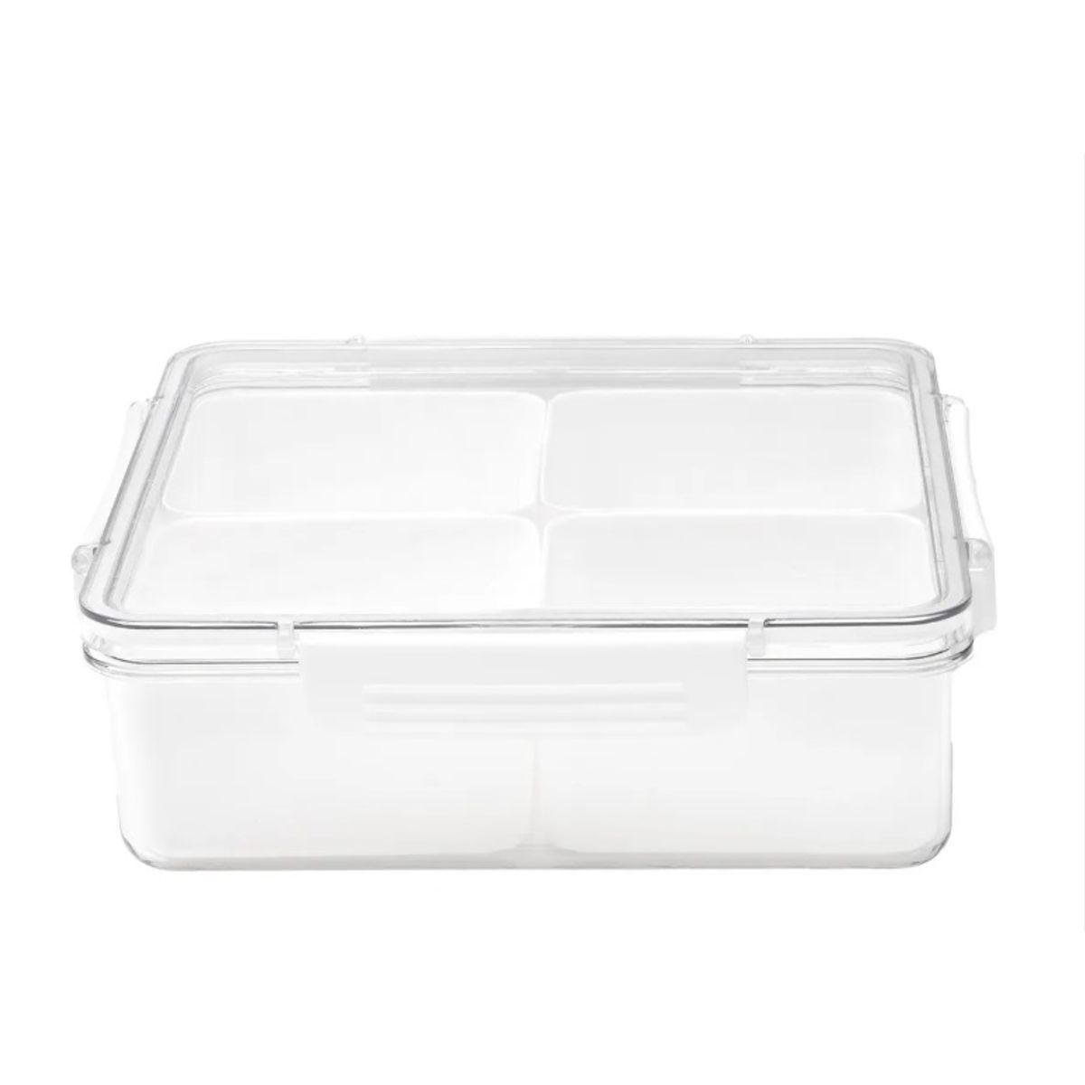 GENERICO - Bandeja 4 Divisiones Cuadrada con Tapa Plástico 750 ml