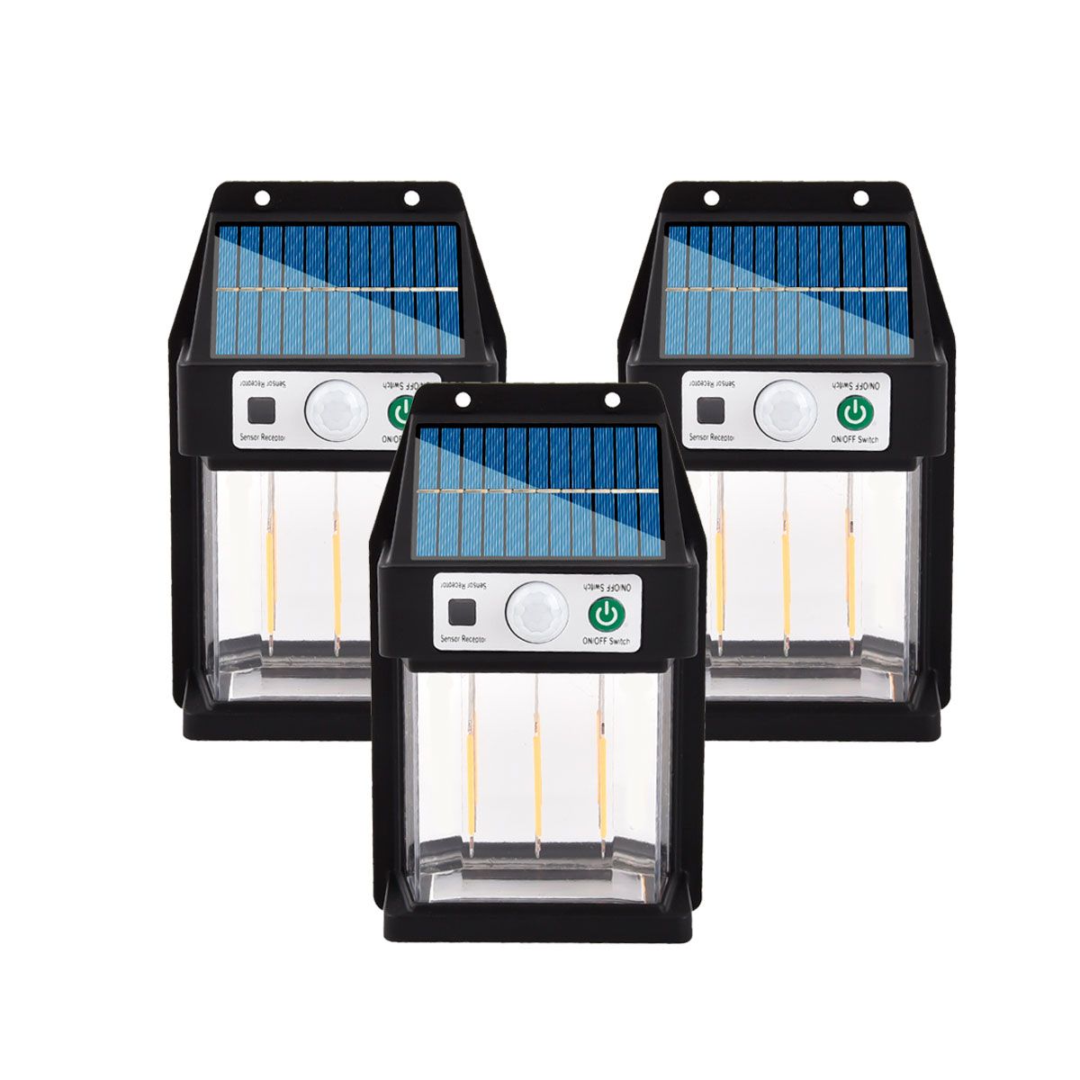 GENERICO - Pack 3 Lamparas Solar Con Sensor De Movimiento Diseño Elegante