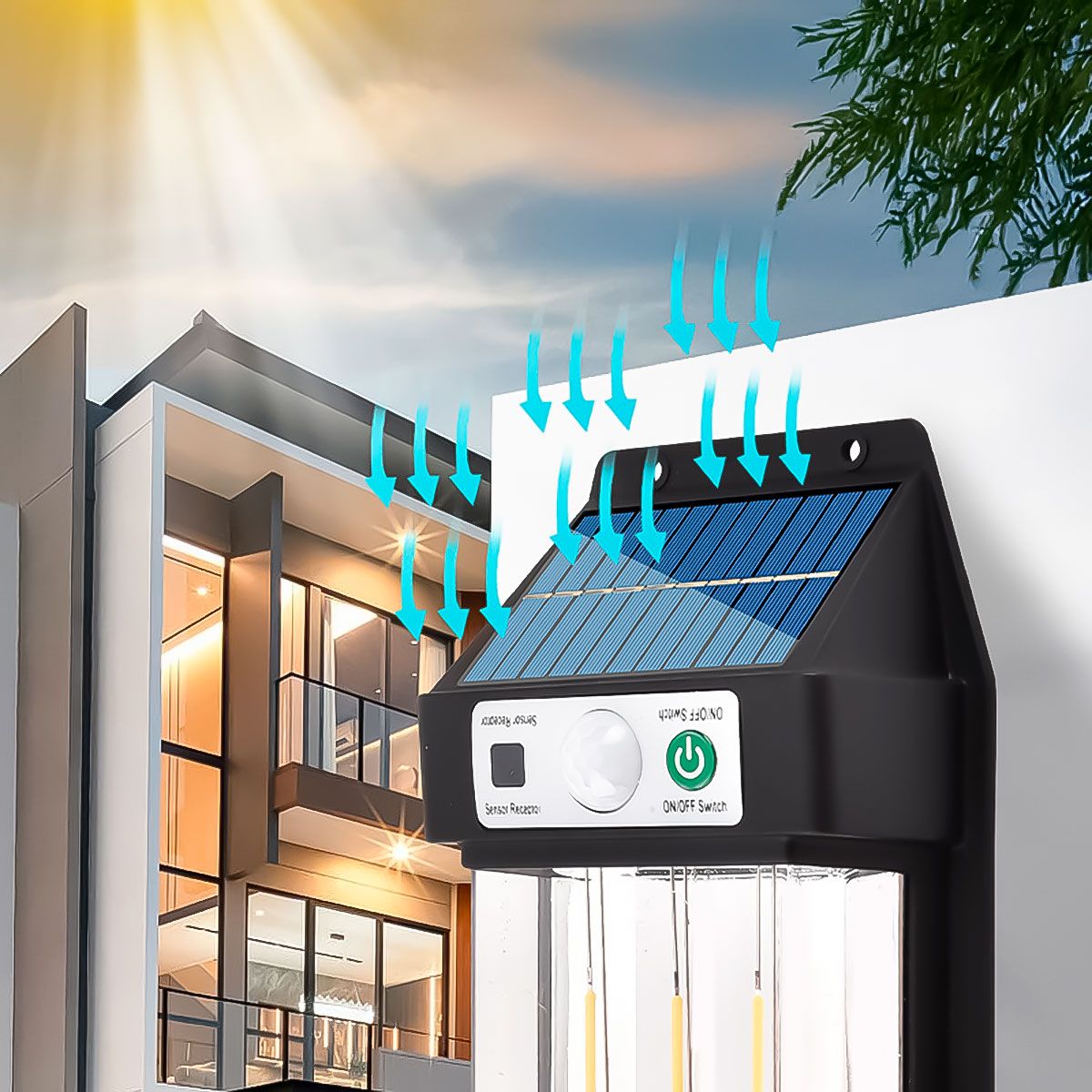 GENERICO - Pack 3 Lamparas Solar Con Sensor De Movimiento Diseño Elegante