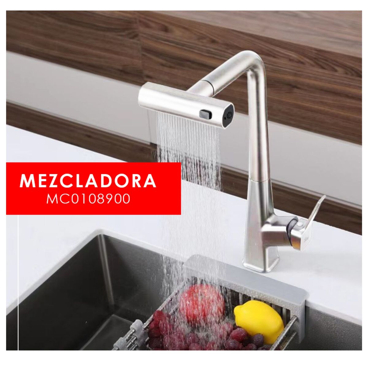 Grifería de Cocina Monocomando Lujo con Pico Extraíble MC0108900, marca XM - Foto Principal