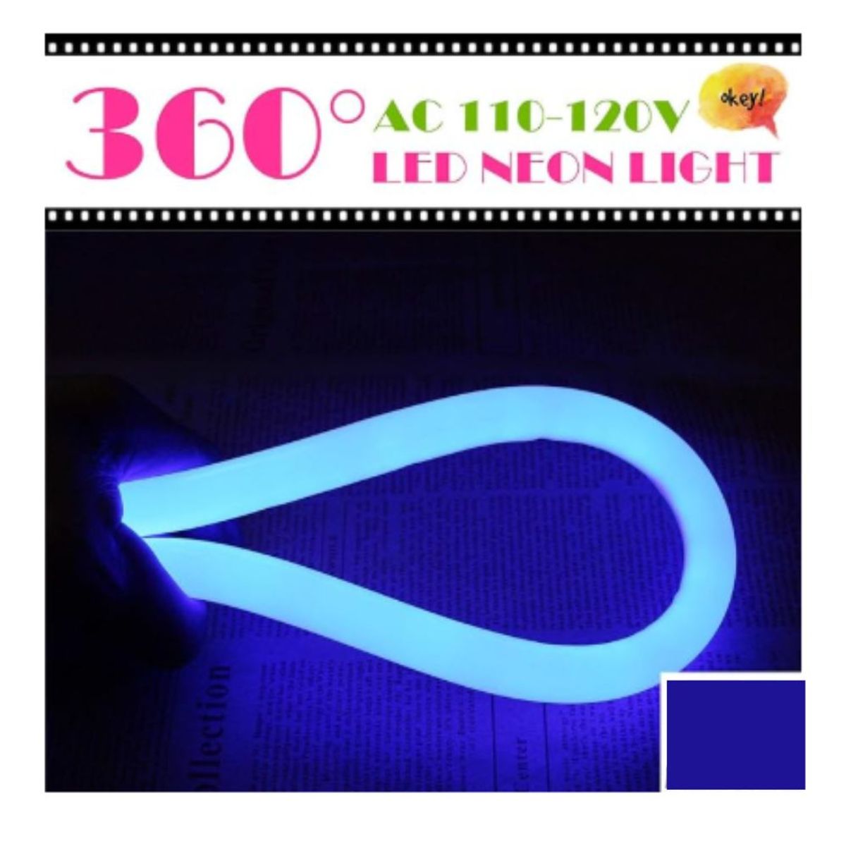 GENERICO - Rollo de Luz Led Manguera Neón Flex x100 metros Color Azul