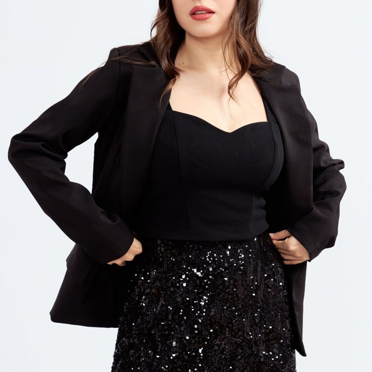 MISS LADY - Mini Falda de Brillos Negro Mujer