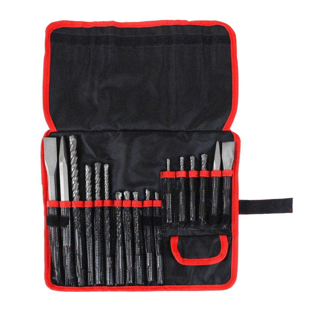TOTAL TOOLS - Set Brocas y Cinceles para Rotomartillo SDS PLUS 17pcs Total