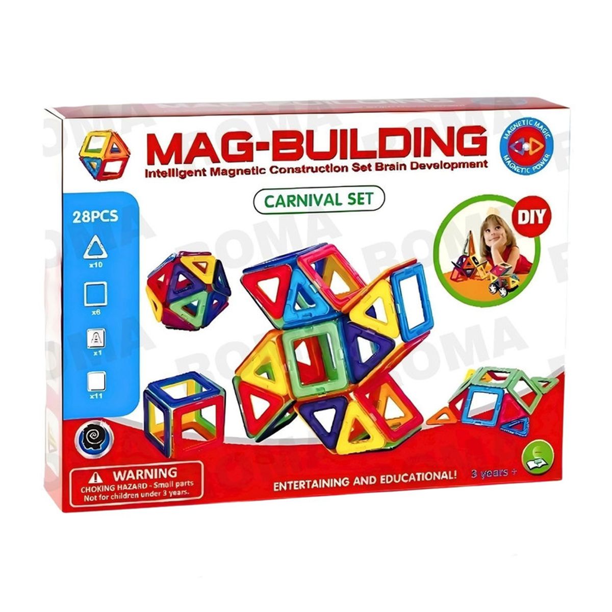 GENERICO - SET DE CONSTRUCCIÓN MAGNÉTICA 28 PIEZAS JUEGO DIDÁCTICO