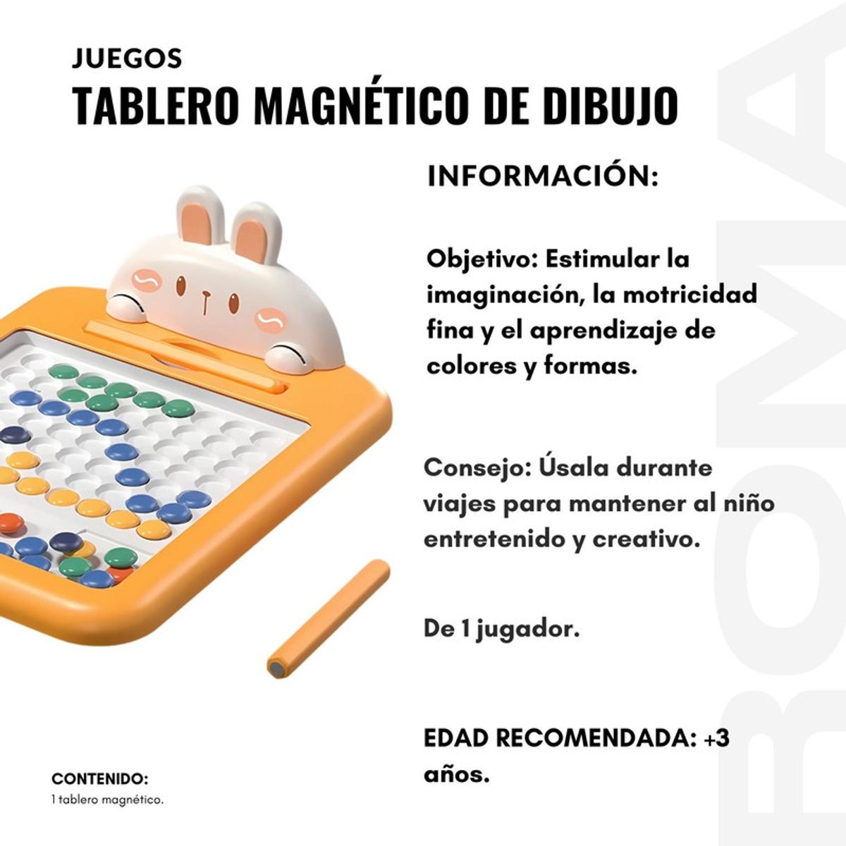 GENERICO - TABLERO MAGNÉTICO DE DIBUJO JUEGO DIDÁCTICO
