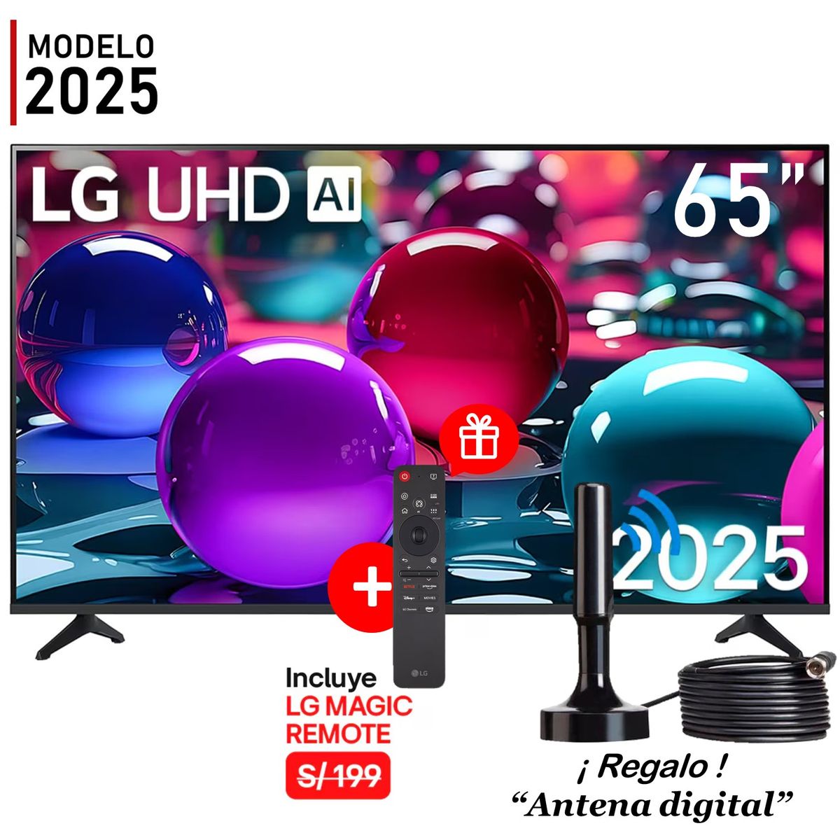 LG - Televisor LG 65” 4K THINQ AI SMART 65UA7300PSB + Magic MR25 2025