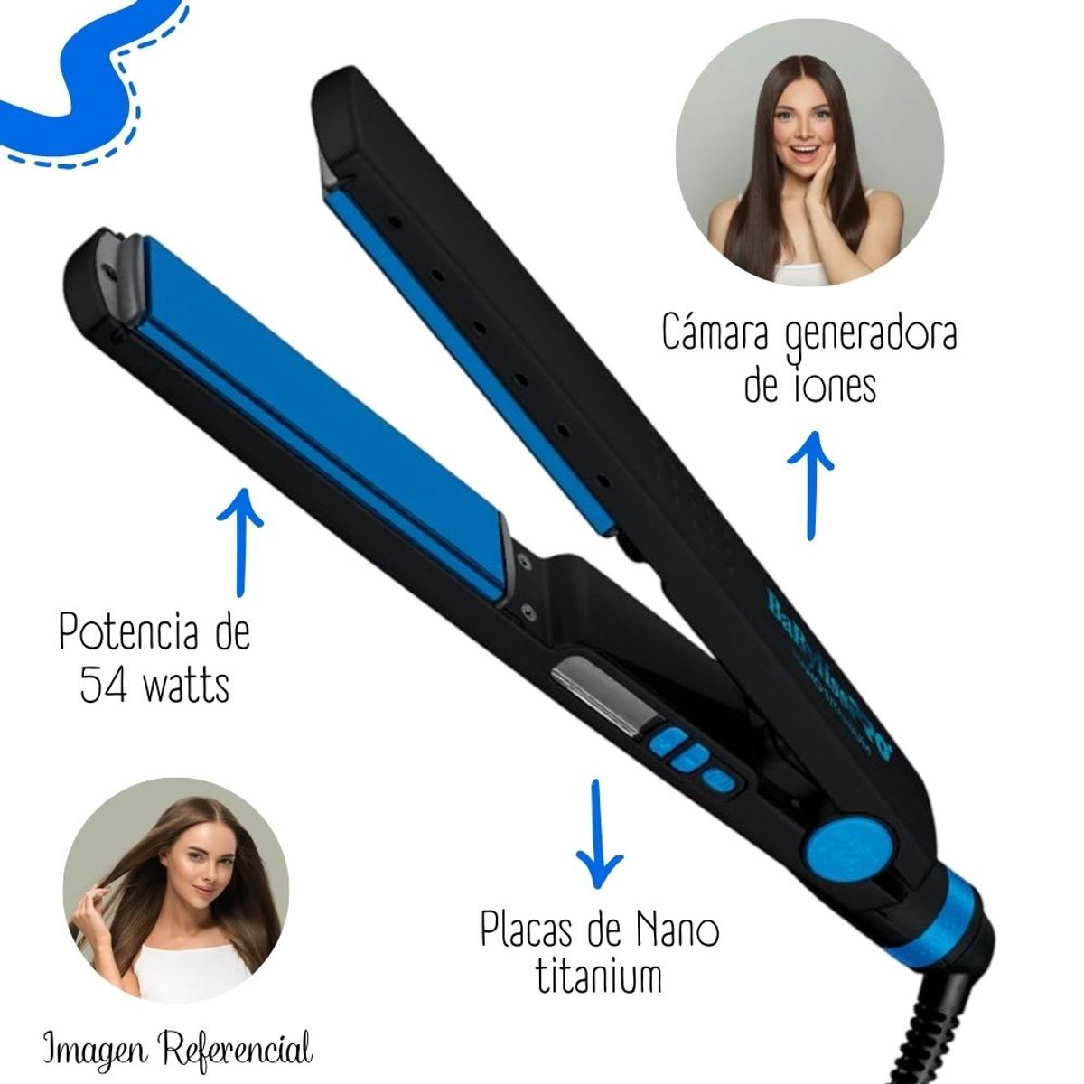 BABYLISS PRO - Alisadora BabylissPro Metal Blue Nano Titanium 32mm  BNTMB4091TPE