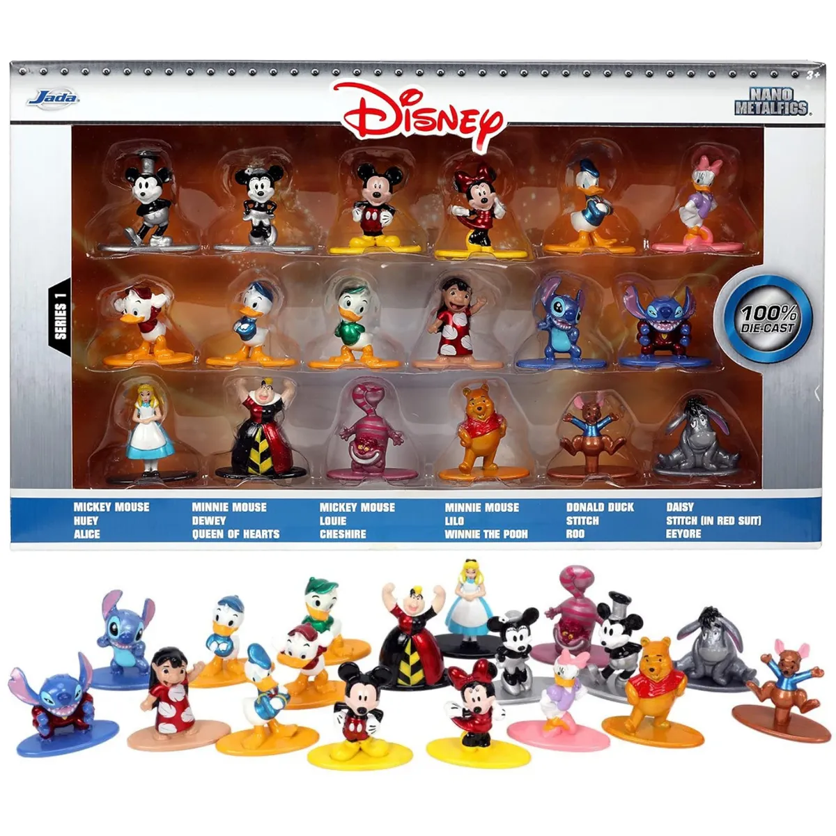 JADA TOYS - Disney Nano Metalfigs 18 pack Wave 1 Die-cast 1.65 Jada Toys Patoaventuras Stitch Alicia Winnie Pooh
