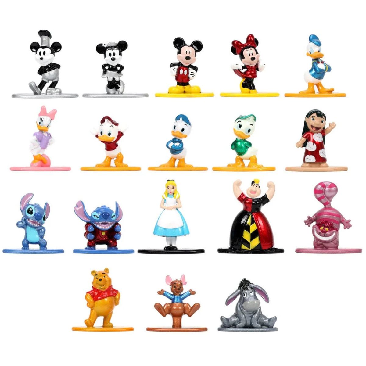 JADA TOYS - Disney Nano Metalfigs 18 pack Wave 1 Die-cast 1.65 Jada Toys Patoaventuras Stitch Alicia Winnie Pooh