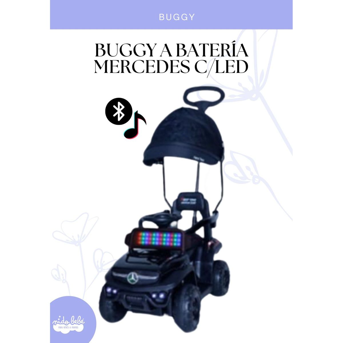 FIRST TOY - CARRITO NEGRO NIÑO - BUGGY MERCEDES CON CONTROL REMOTO
