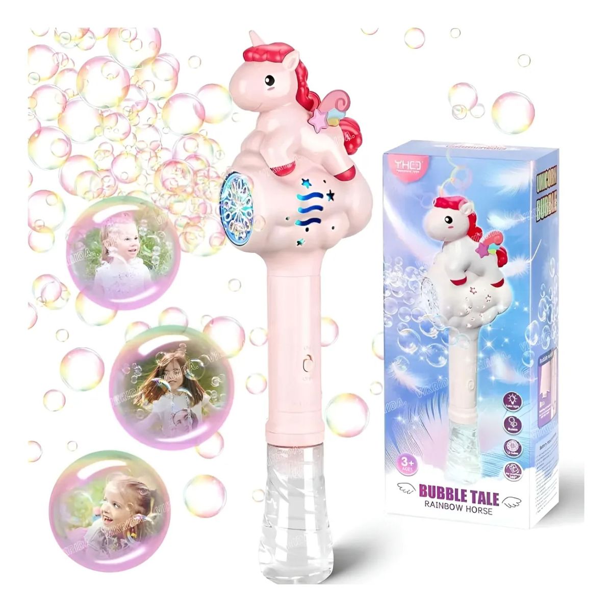 GENERICO - JUGUETE VARITA DE BURBUJAS UNICORNIO - CON LUZ