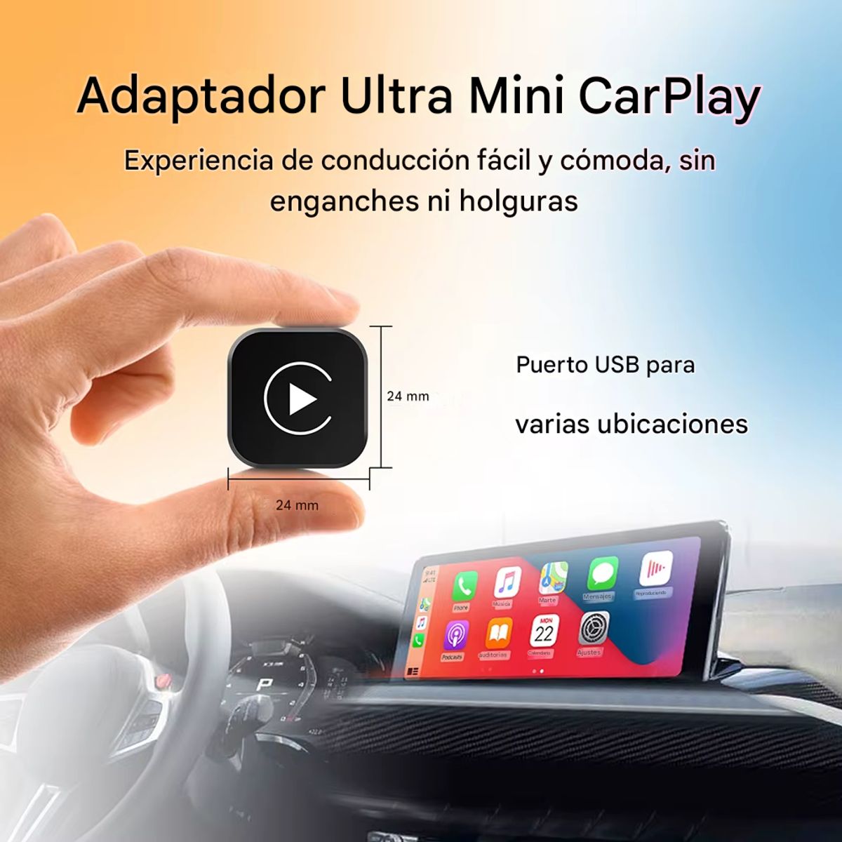 GENERICO - Mini adaptador a CarPlay - Android Auto inalámbrico