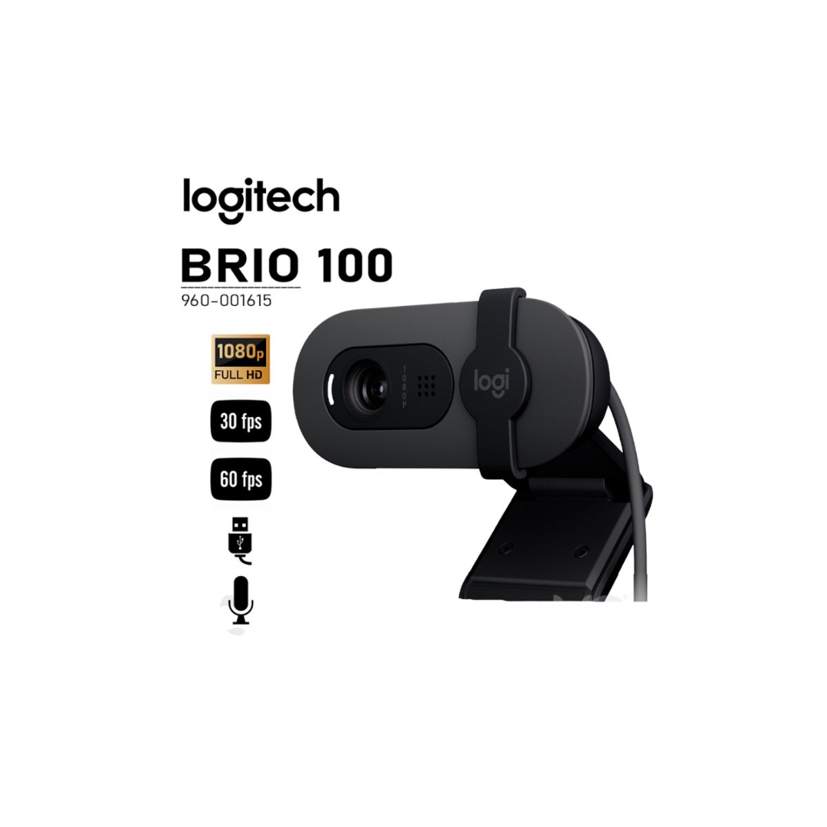 LOGITECH - CAMARA LOGITECH BRIO 100 FHD 1080P USB-A GRAFITO