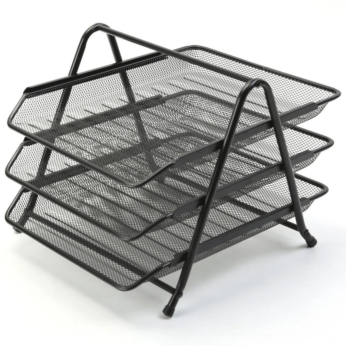 GENERICO - Organizador De Escritorio Metálica Oficina 3 Niveles Negro