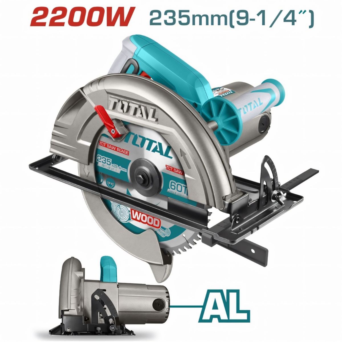 TOTAL TOOLS - Sierra Circular  9 Un Cuarto De 2200 Watts Industrial Pesado Metalico Total -TS1222356