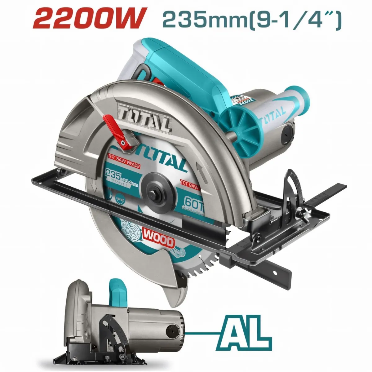 TOTAL TOOLS - Sierra Circular  9 Un Cuarto De 2200 Watts Industrial Pesado Metalico Total -TS1222356