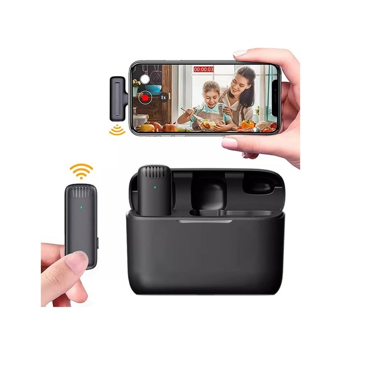 IMPORTADO MC - Micrófonos Inalámbricos Solaperos Dual J13 TipoC con cargador portátil