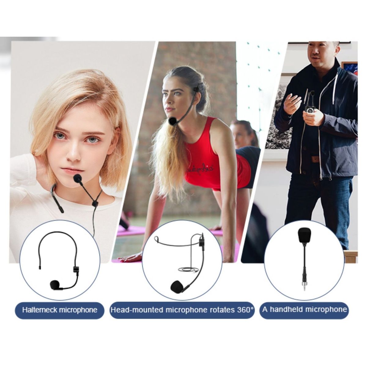 GENERICO - Micrófono inalámbrico multifunción U80 UHF con clip trasero de mano montado en la cabeza