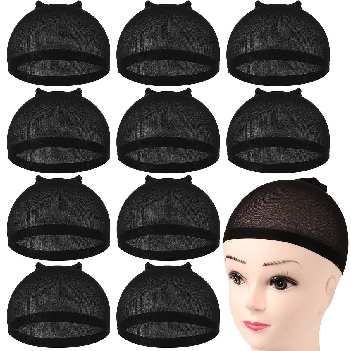 GENERICO - REDECILLA NEGRA PARA EL CABELLO 5 PACKS, MALLA ELASTICA, WIG CAP, GORRO PARA PELUCAS