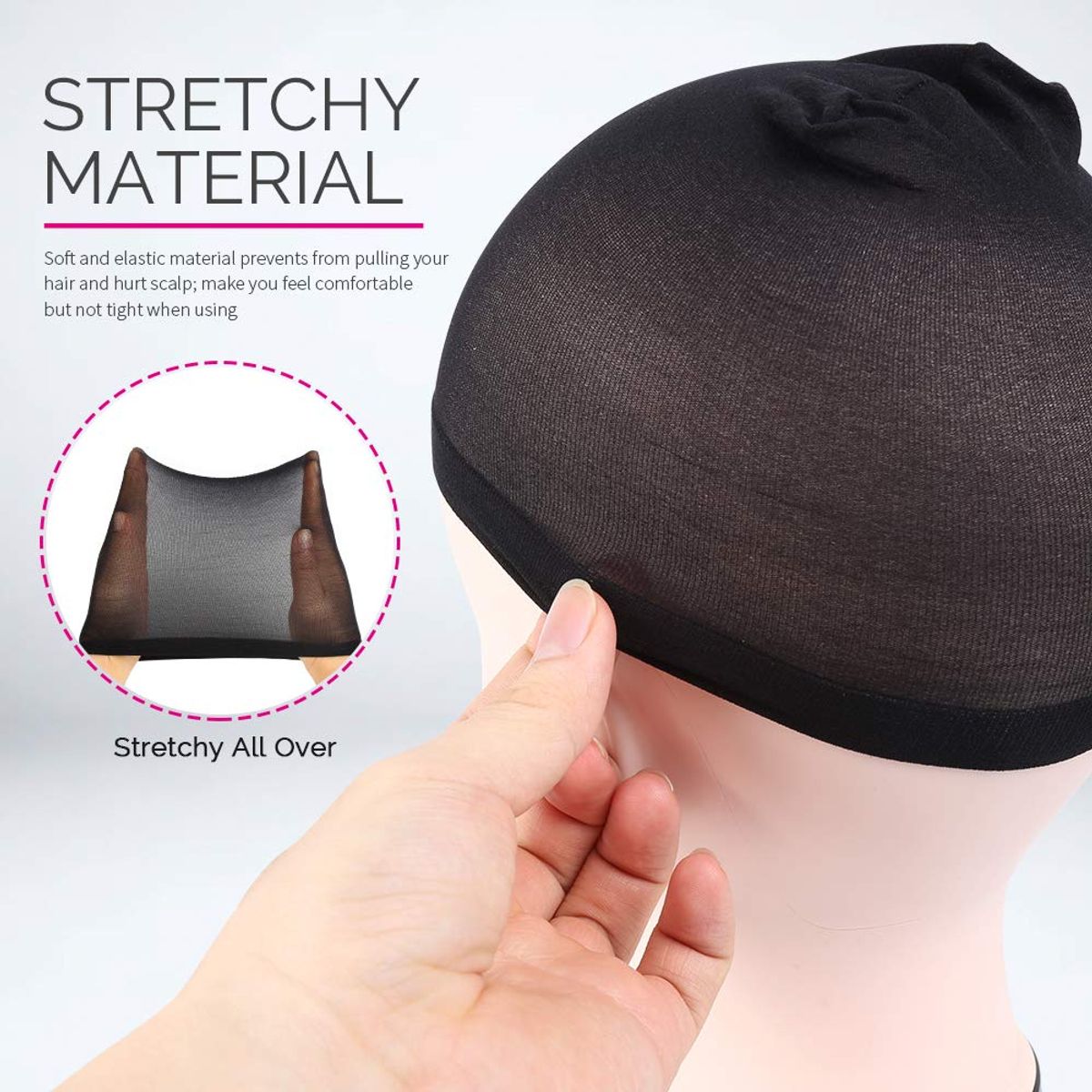 GENERICO - REDECILLA NEGRA PARA EL CABELLO 5 PACKS, MALLA ELASTICA, WIG CAP, GORRO PARA PELUCAS