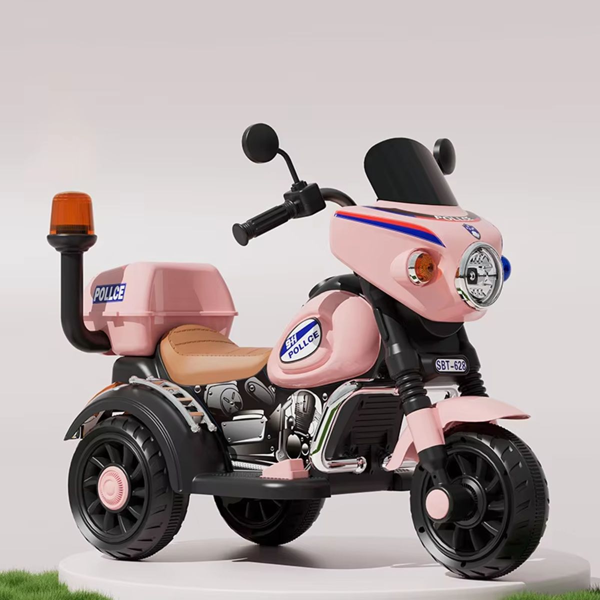 BABYKISS - MOTO PARA NIÑOS ELECTRICA TRIMOTO POLICIA ROSADO