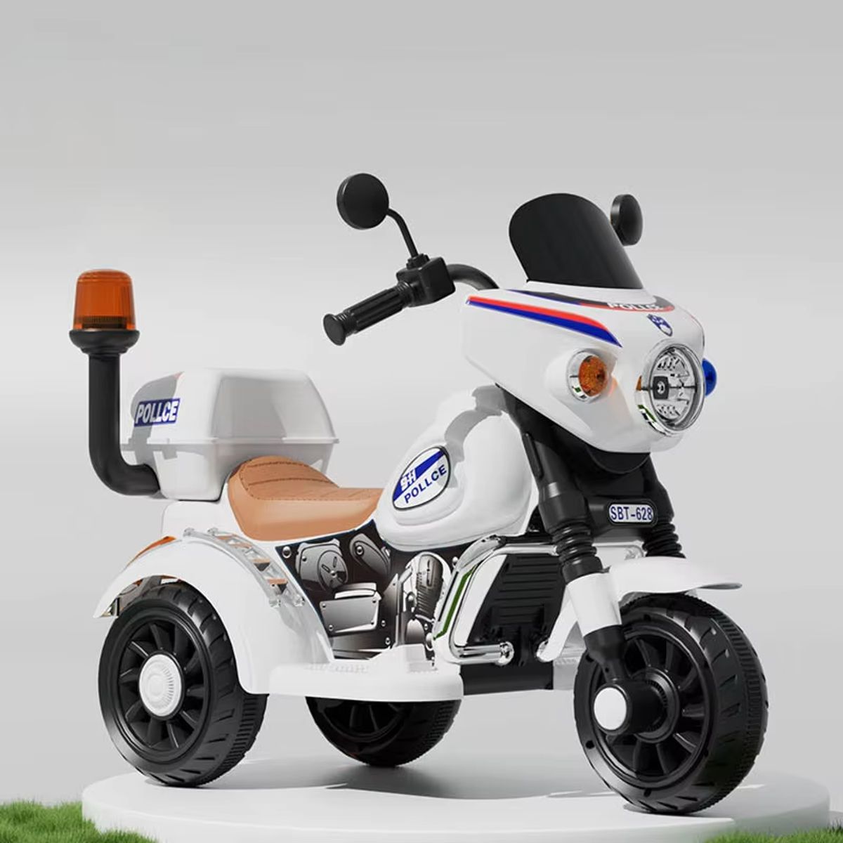 BABYKISS - MOTO PARA NIÑOS ELECTRICA TRIMOTO POLICIA BLANCO