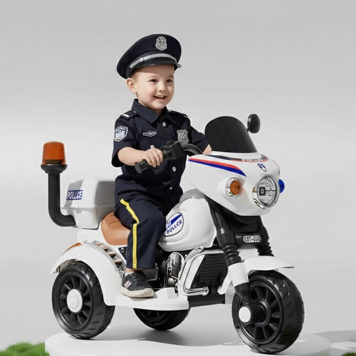 BABYKISS - MOTO PARA NIÑOS ELECTRICA TRIMOTO POLICIA BLANCO