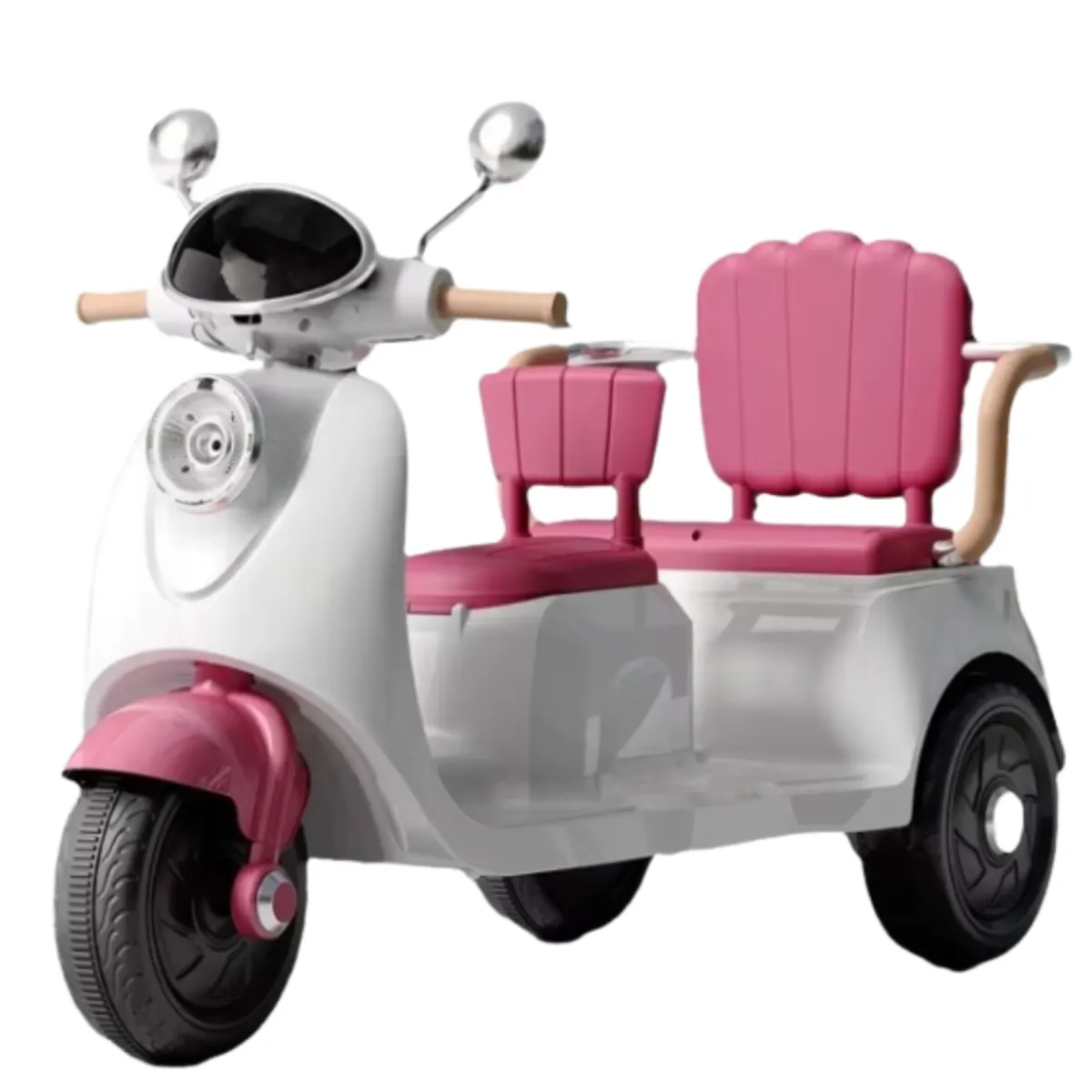 BABYKISS - MOTO ELECTRICA PARA NIÑO TRIMOTO 02 ASIENTOS FUCSIA