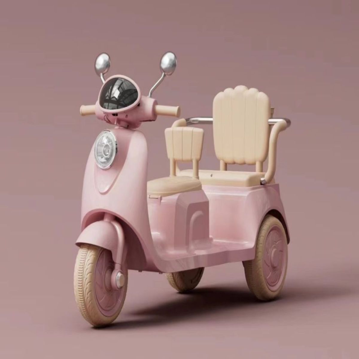 BABYKISS - MOTO ELECTRICA PARA NIÑO TRIMOTO 02 ASIENTOS ROSADO