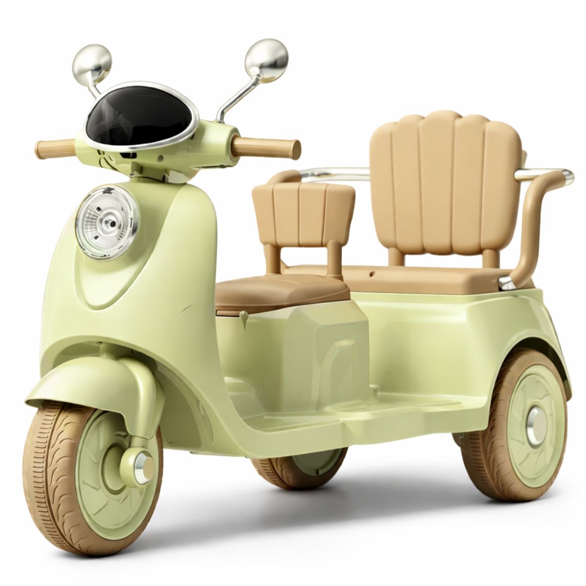 BABYKISS - MOTO ELECTRICA PARA NIÑO TRIMOTO 02 ASIENTOS BEIGE