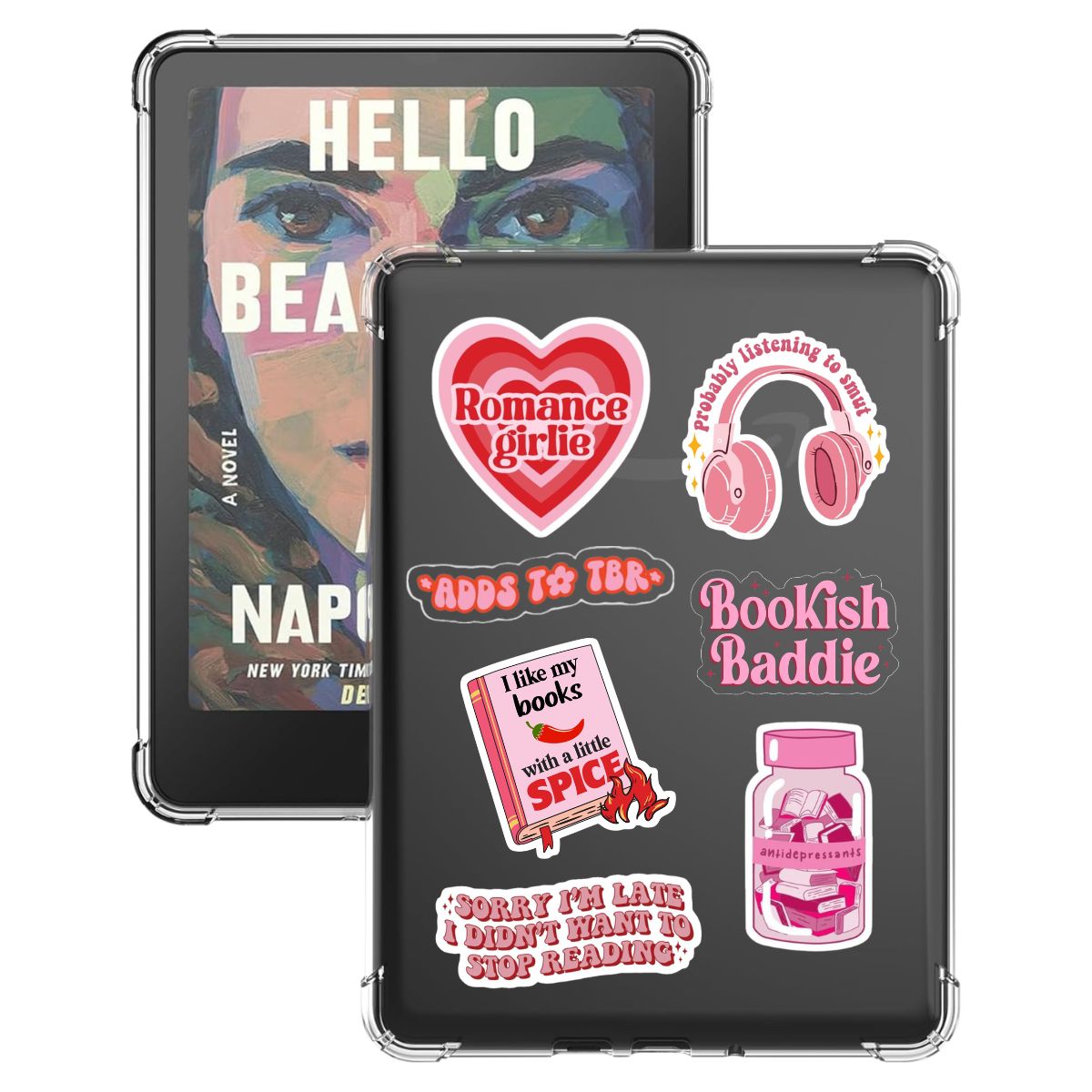 NEW BRAND - Case Transparente Para Kindle Paperwhite 12 + Stickers Rosa
