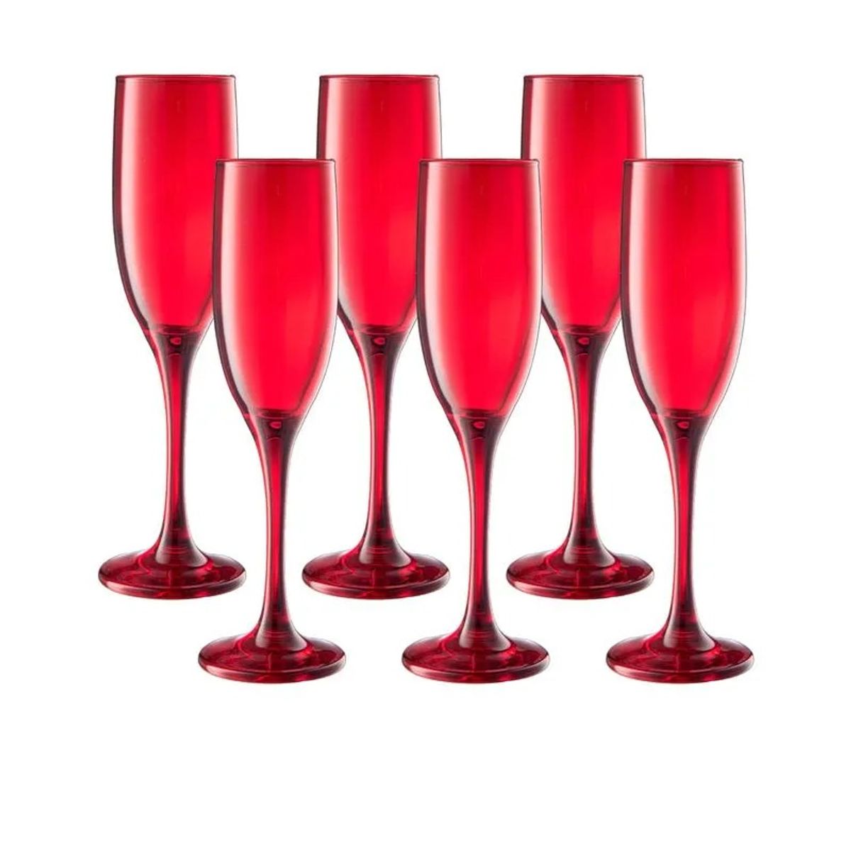 GENERICO - Set de Copas para Champagne de Vidrio Rojo 170 ml 6 piezas