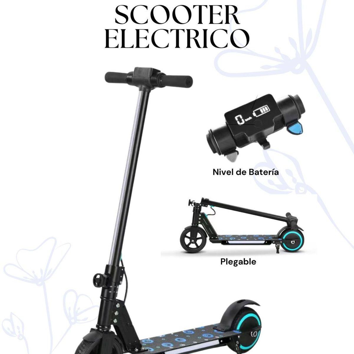 GENERICO - Scooter eléctrico plegable - color Negro
