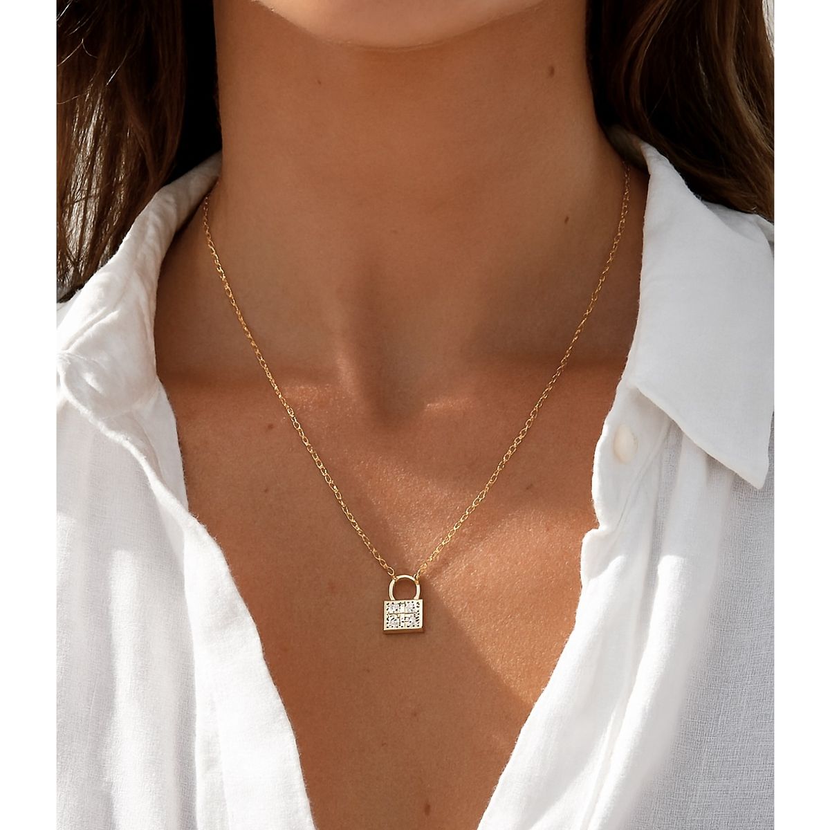 OEM - Collar Mujer Mini Candado Acero Inoxidable