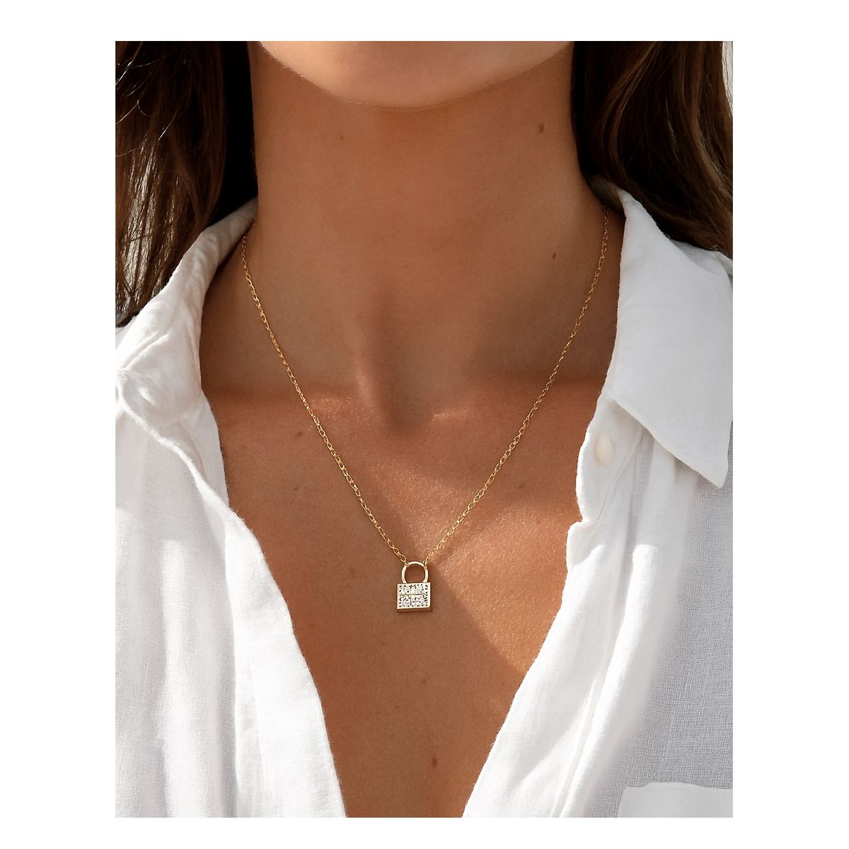 OEM - Collar Mujer Mini Candado Acero Inoxidable