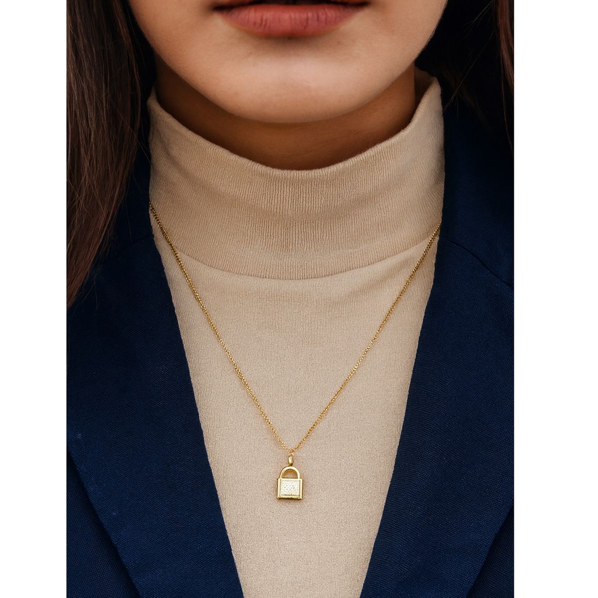 OEM - Collar Mujer Mini Candado Acero Inoxidable