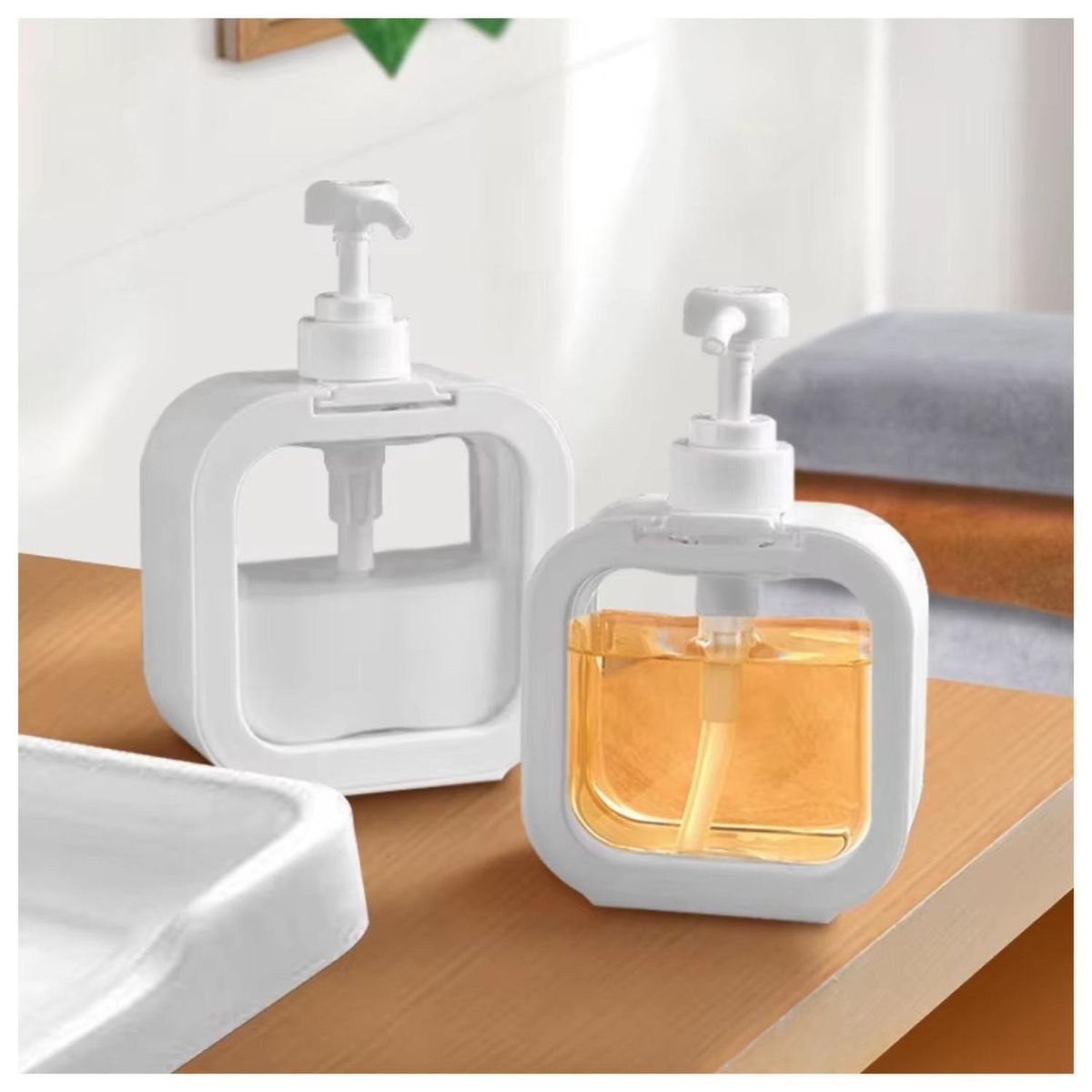 GENERICO - Pack x2 Dispensador de Jabón Líquido Cremas Estilo Moderno - Blanco - M