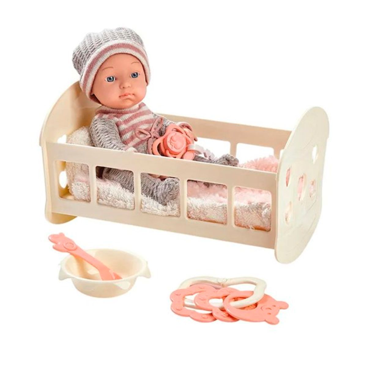 GENERICO - Muñeca Baby Bed con Cuna Mecedora y Accesorios