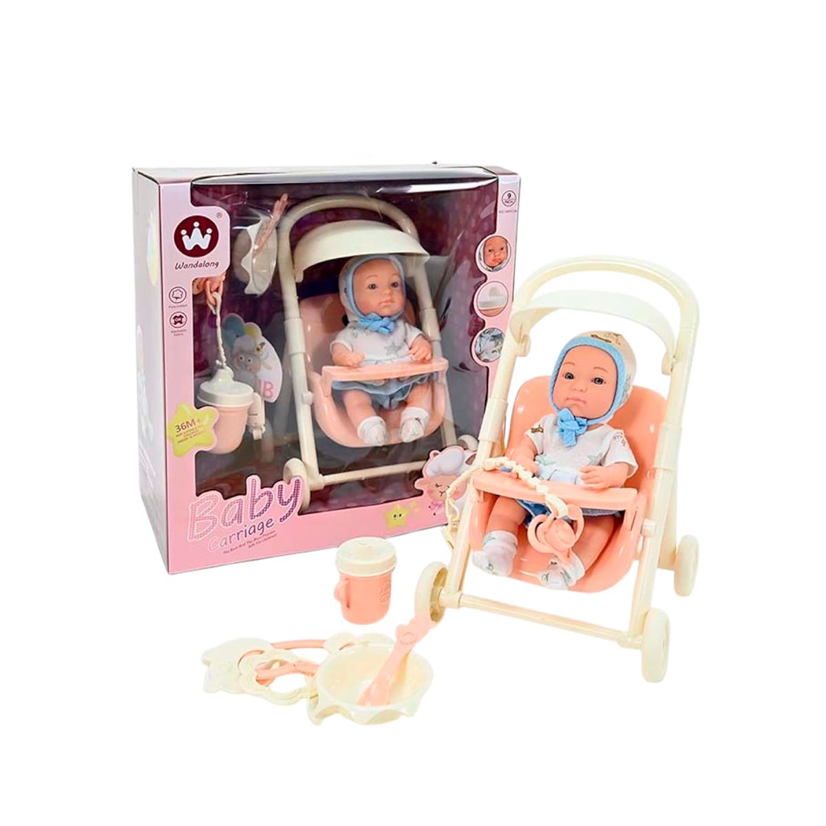 GENERICO - Muñeca Baby Carriage con Cochesito y Accesorios