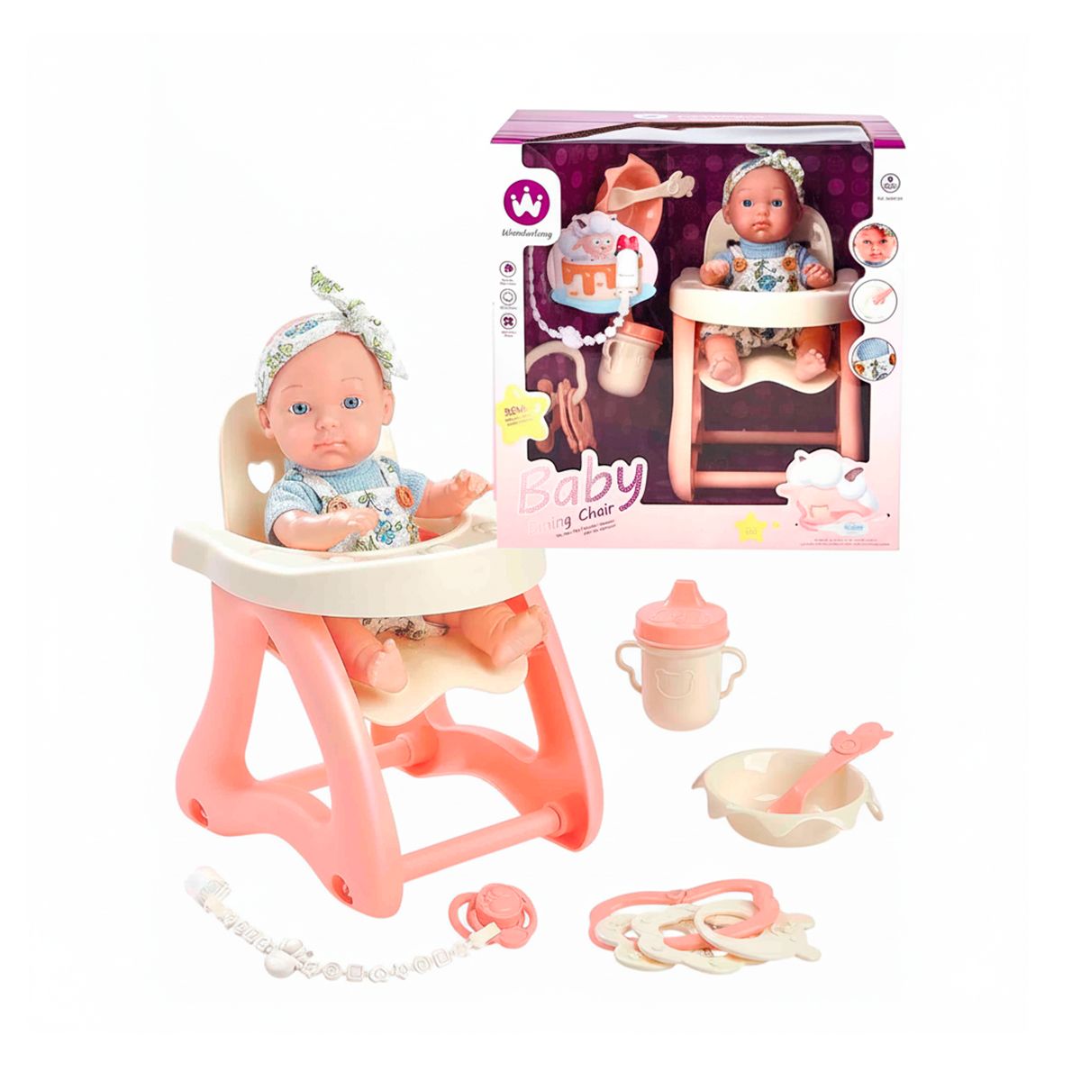 GENERICO - Muñeca Baby Dining Chair Con Silla De Comer y Accesorios