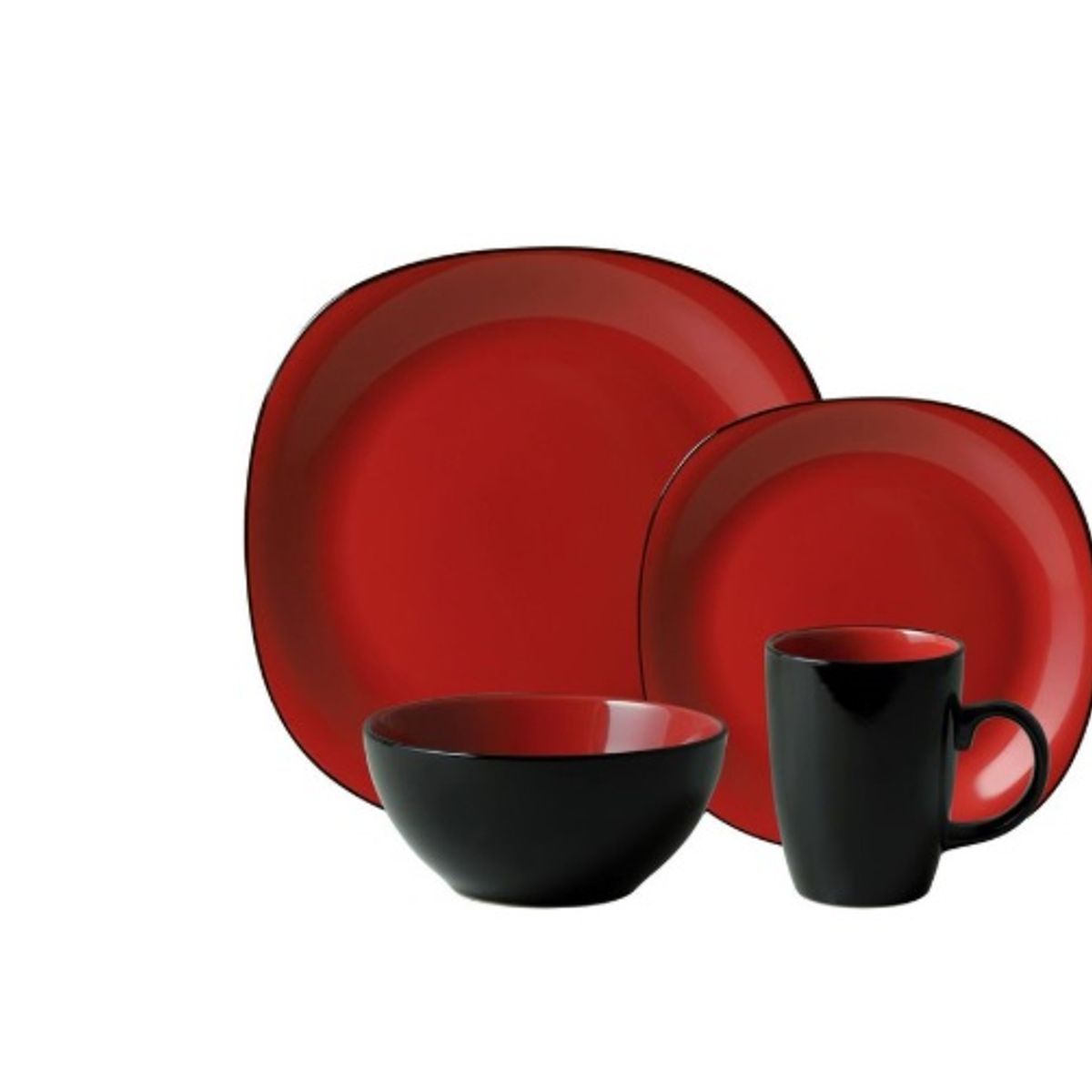 GENERICO - Juego de vajilla 16 piezas Rojo
