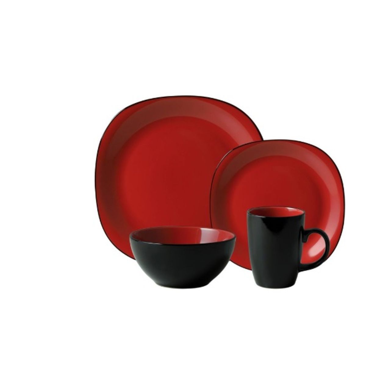 GENERICO - Juego de vajilla 16 piezas Rojo