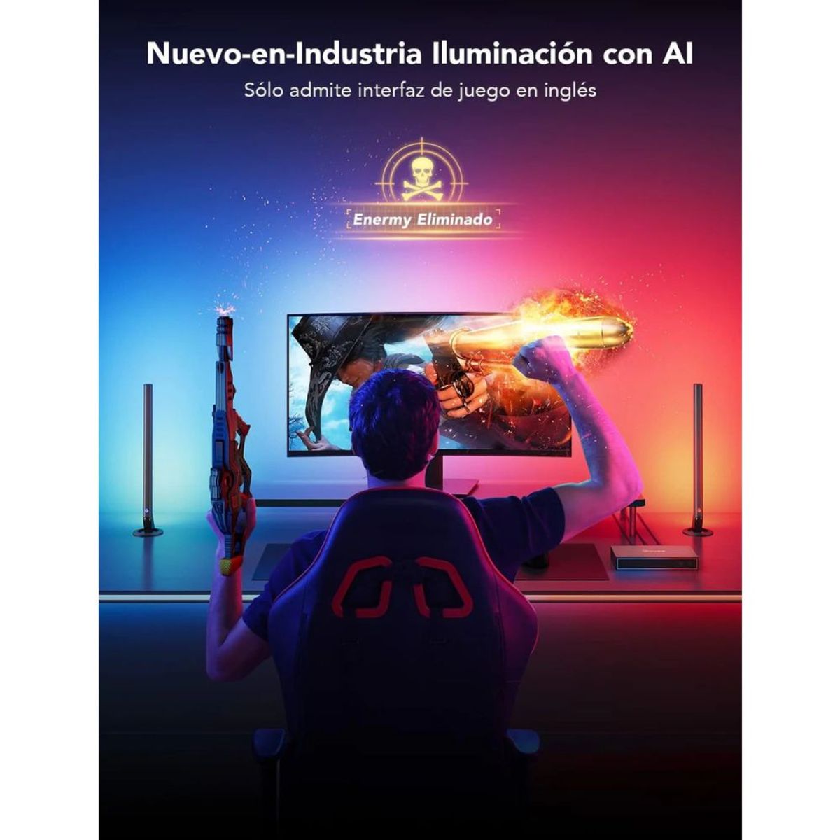 GOVEE - Kit Ai Gaming Box Govee Barras Inteligentes + tira Led Para Monitor 27-34 Wifi y Alexa