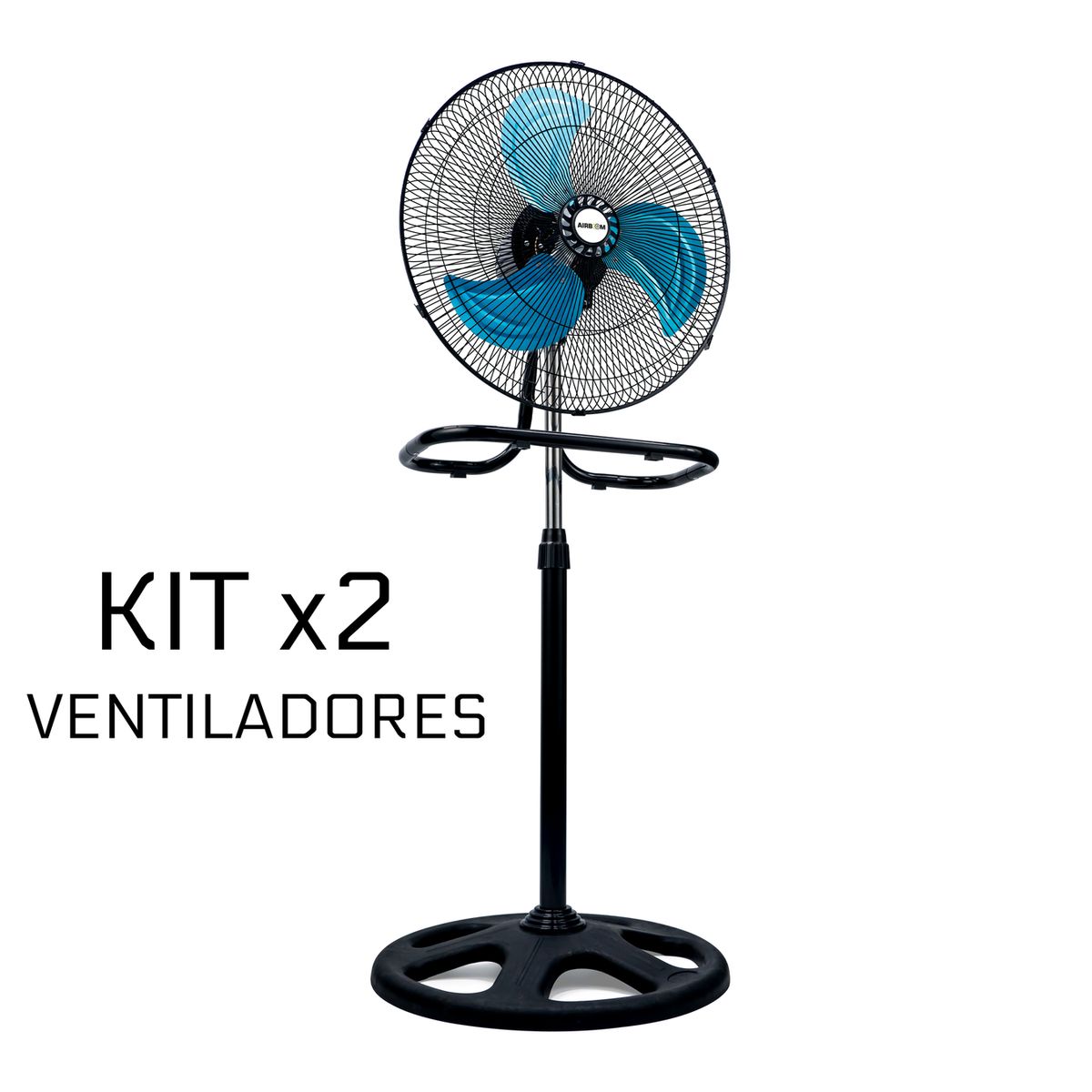 ICE COOL - KIT 2 VENTILADORES ICE COOL COLOR NEGRO MODELO AB1833 18" PULGADAS 3 EN 1 - 3 ASPAS CONVERTIBLE